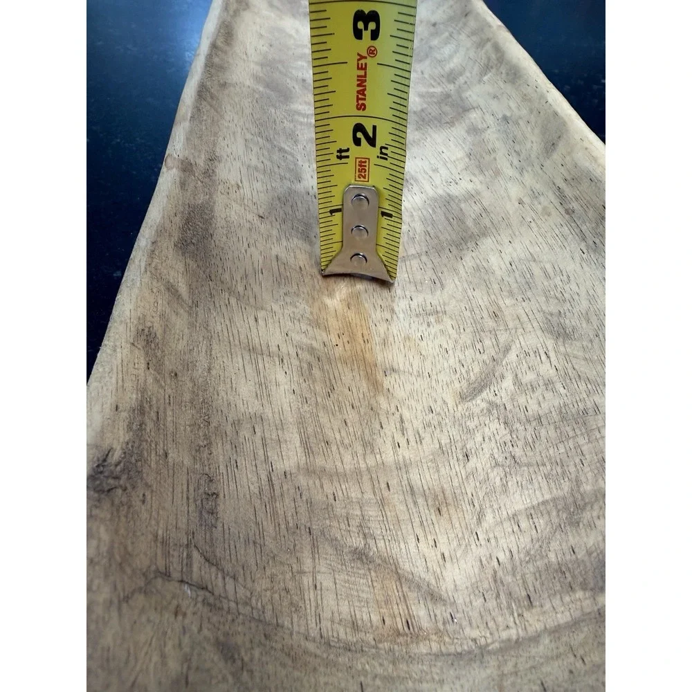 Primitive Hand Carved Wooden Dough Bowl Trencher Rustic Farmhouse Tray 28.5